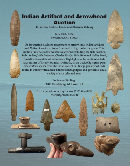 Indian Artifact, Arrowheads: Marburg Auctions