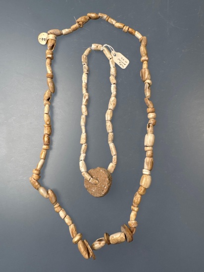Two NICE Strands of Shell Beads, Fine Examples, Found in the Spiro Mound, Ex: Erickson