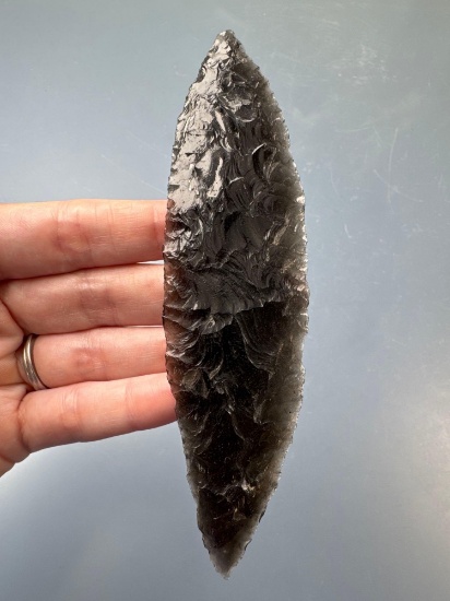 WOW 5 5/16" Obsidian Bi-Point Blade, Found in Oregon, Semo-Translucent, THIN, Ex: Small Collection