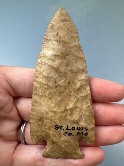 3 1/2" Hardin Point, Found in St. Louis Co., Missouri, Modern Rechipping at Tip, DICKEY COA