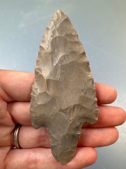 NICE 3 1/2" Hornstone Adena Point, Found in Breahitt Co., Kentucky, Ex: Robert Lindaw, Dickey COA
