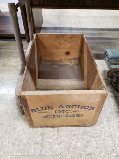 BLUE ANCHOR WOODEN CRATE