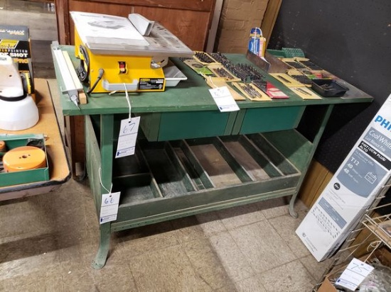 GREEN METAL WORK TABLE