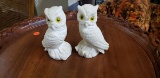 SET OF CARVED OWLS