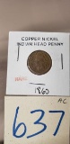 1860 COPPER INDIAN HEAD PENNY