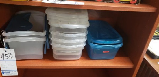 8 ASSORTED STORAGE TOTES