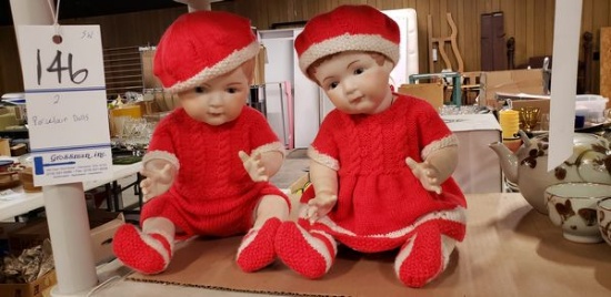 2 PORCELAIN DOLLS