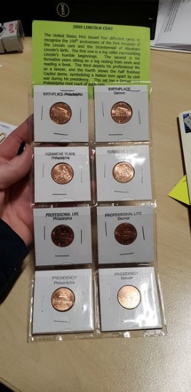 SET OF (8) 2009 LINCOLN CENTS