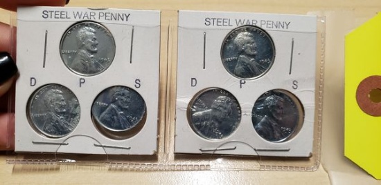 SET OF (6) 1943 STEEL WAR PENNIES
