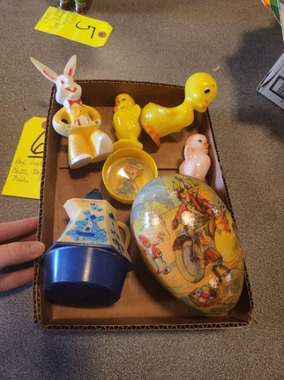 BOX OF VINTAGE EASTER TOYS AND MISC