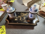 LIDDED JARS ON ORIENTAL BASE