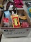 BOX OF MISC CART PARTS - BELT, OIL FINTERS, LIGHTS ETC