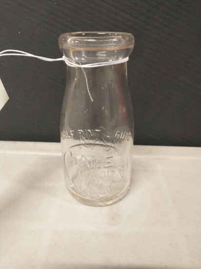 VINTAGE KANE DAIRY P.A. HALF PINT GLASS MILK BOTTLE