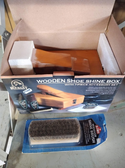 SHOE SHINE BOX AND BRUSH