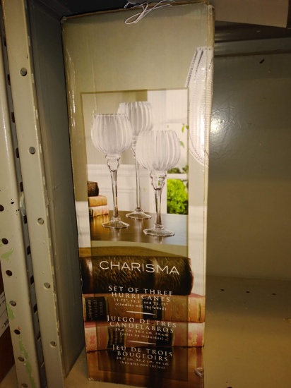 SET OF GLASS HURRICANE CANDLE HOLDERS