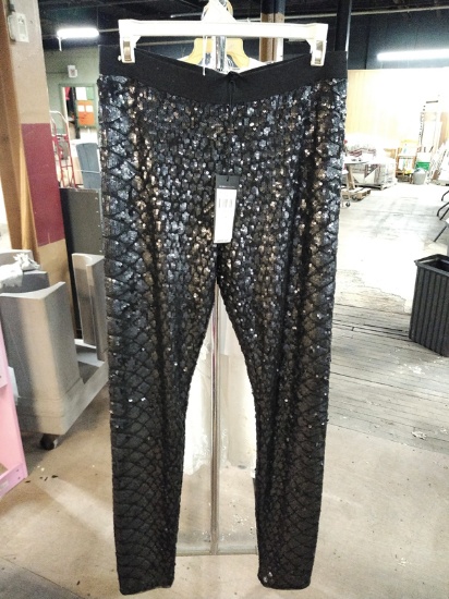 PAIR OF NEW BCBG SEQUINED PANTS SIZE MEDIUM - RETAIL $398