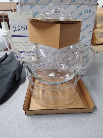 PRINCESS HOOUSE 5 PC CRYSTAL TEAPOT AND WARMER SET