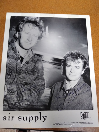 BLACK AND WHITE PHOTO OF AIR SUPPLY WITH SIGANTURES