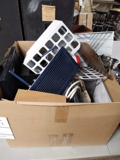 BOX OF HOUSEHOLD - PICTURE FRAMES, ANSWERING MACHINE, CUPS ETC