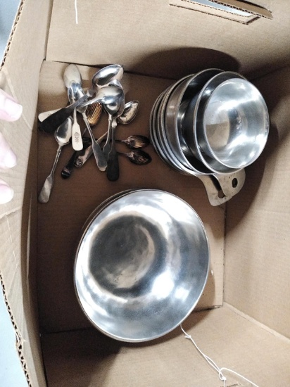 LOT OF PEWTER AND SILVER SERVEWARE