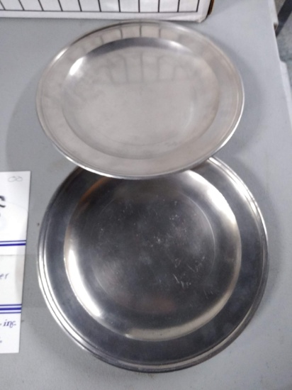 SET OF 4 TOWNSEND AND COMPTON PEWTER PLATES 8.5"