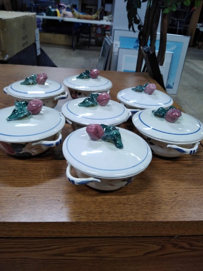 LOT OF HAND PAINTED BOWLS WITH LIDS