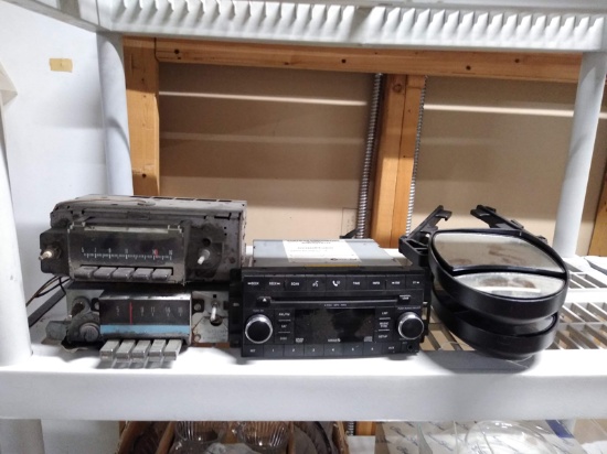 LOT OF CAR PARTS, RADIOS AND MIRRORS