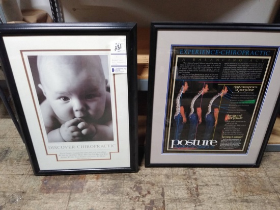 2 FRAMED WALL ART FOR CHIROPRACTIC OFFICE