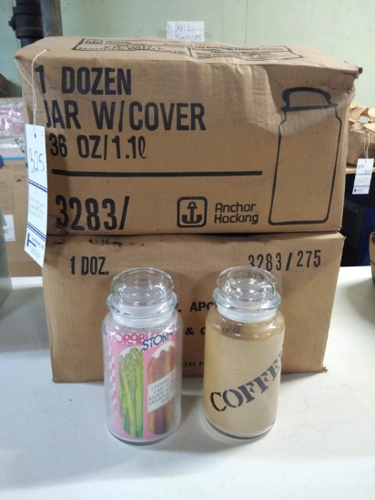 2 CASES OF ANCHOR HOCKING 36 OZ STORAGE JARS