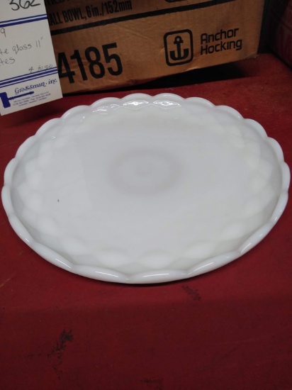 9 WHITE GLASS 11" PLATES