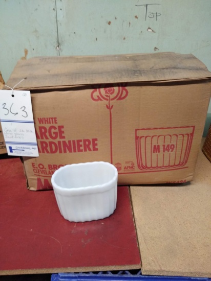 CASE OF 24 MILK WHITE GLASS JARDIERES