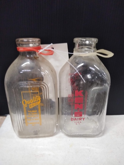 LOT OF VINTAGE HALF GALLON GLASS MILK BOTTLES