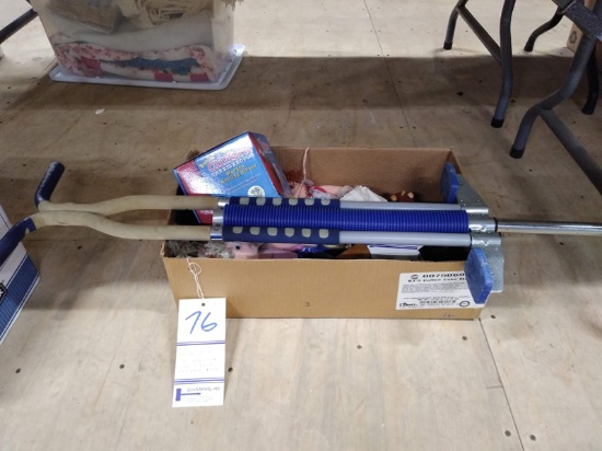 LOT OF TOYS - POGO STICK, WOODEN CAR, PLANE, BEANIE POPPERS AND MORE