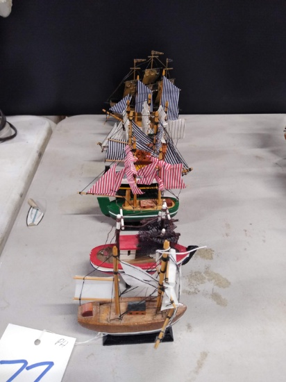 SET OF 7 MINIATURE SHIPS