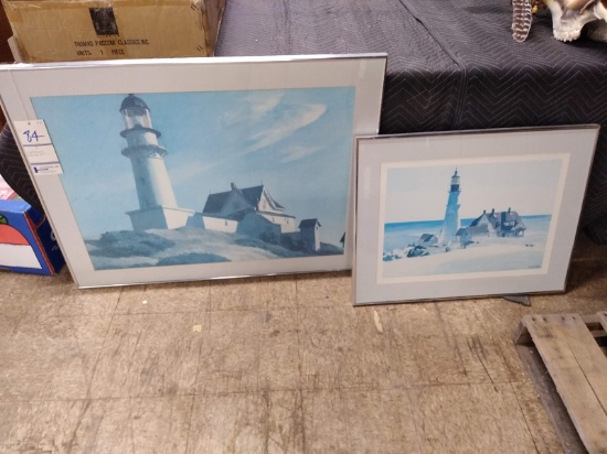 SET OF 2 LIGHTHOUSE FRAMED ART - no shipping on this item - local pick up only