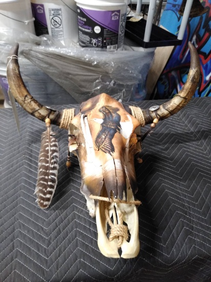 NATIVE AMERICAN DECORATED BOVINE SKULL