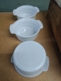 5 ANCHOR HOCKING FIREKING 1 QT ROUND CASSEROLE DISHES