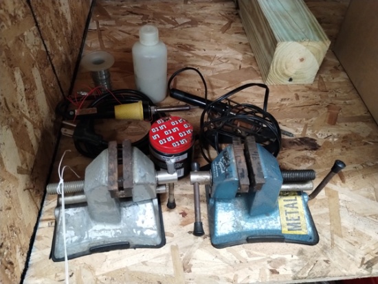 LOT OF SUCTION VICES AND SOLDERER