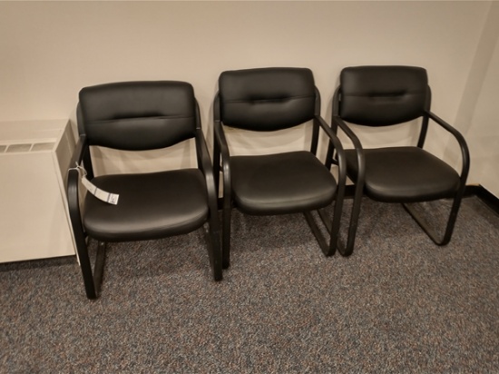 3 BLACK ARM CHAIRS