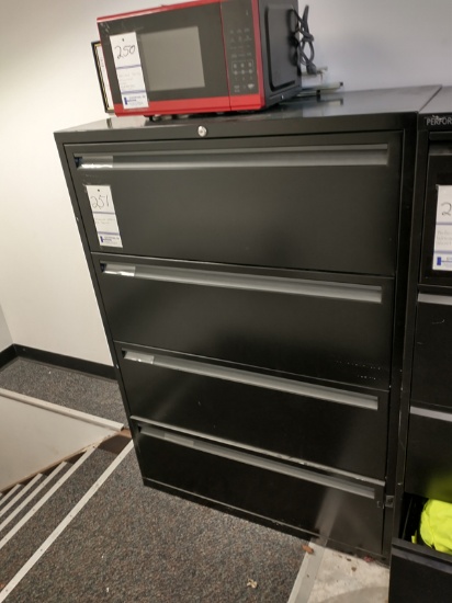 BLACK 4 DRAWER LATERAL FILE CABINET 3'