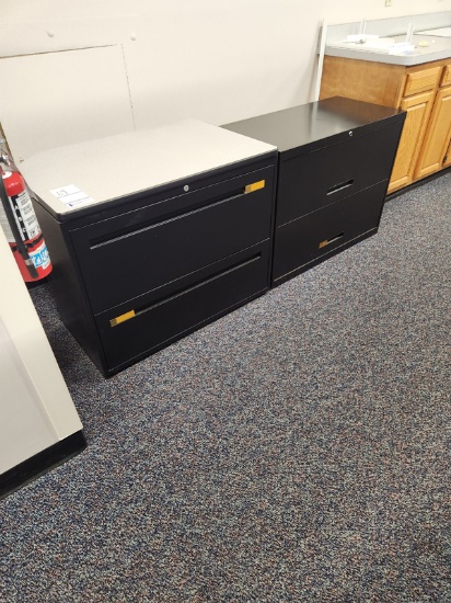 2 METAL 2 DRAWER LATERAL FILE CABINETS