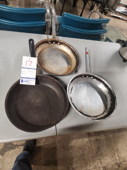 3 ASSORTED FRYING PANS 12.5"