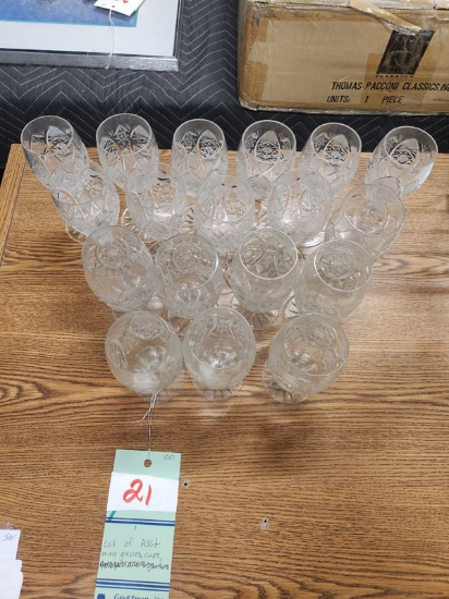 SET OF 18 FANCY ETCHED GLASSES