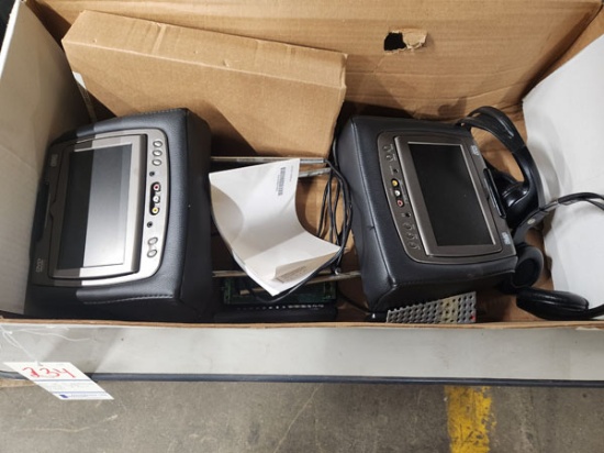 BOX OF 2 HEADREST VIDEO MONITORS WITH BUILT IN DVD - REV2/2G/3