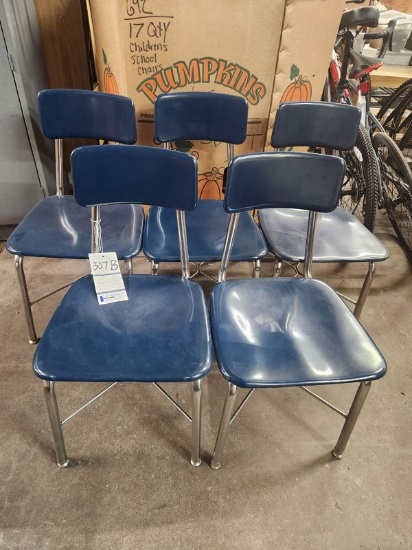 LOT OF 18 VIRCO 330 SERIES NABY BLUE/CHROME  NON STACKING 14" CHAIRS