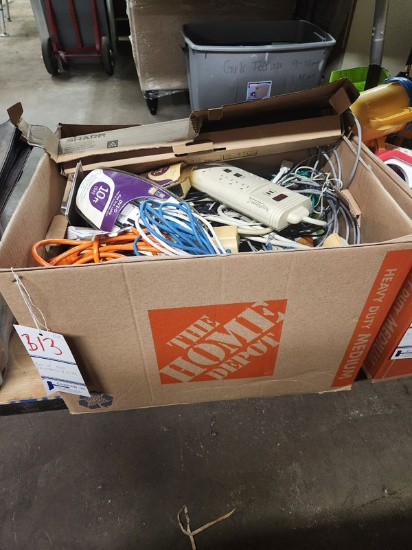 BOX OF ASSORTED ELECTRONICS AND CORDS