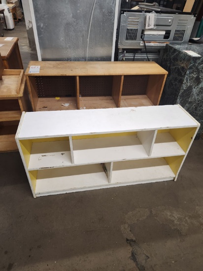 LOT OF 2 ASST WOOD TOY CUBBIES - 48"x13"x30" AND 48"x12"x24"