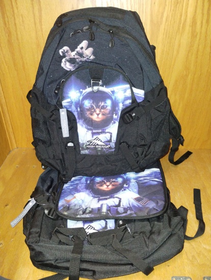 LOT OF 2 NEW HIGH SIERRA LOOP PLUS BLACK SPACE CAT BACKPACK WITH REMOVABLE LAPTOP POUCH