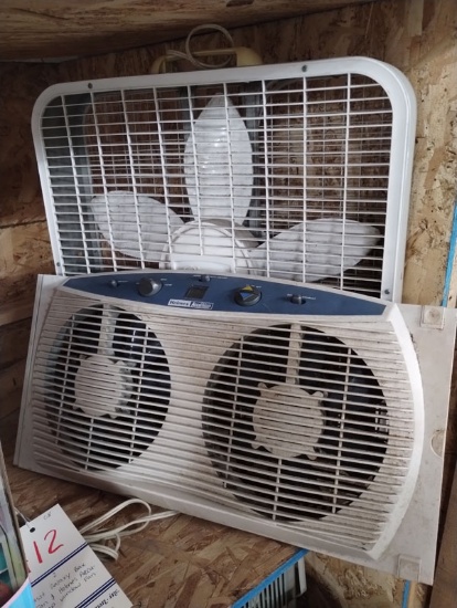 LOT OF 2 ASST GALAXY BAX FAN AND HOLMES ACCUTEMP WINDOW FAN