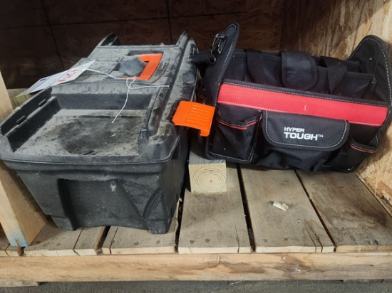 LOT OF 2 ASST BLACK N DECKER TOOL BOX AND HYPER TOUGH TOOL BAG